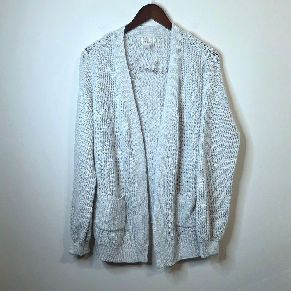 Just Be Light Gray Open Cardigan Sweater Size Large